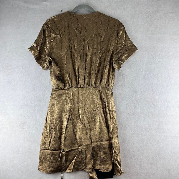 Zara Gold Mini Dress Size Small Metallic NYE Dress Party Holiday NWT Shine Sexy - Picture 5 of 9